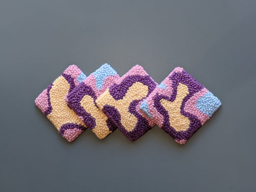 Seventies Punch Needle Coasters / Mini Rugs | Handmade by dancing arms