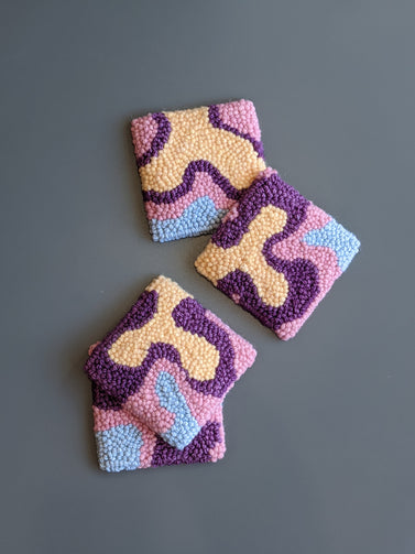 Seventies Punch Needle Coasters / Mini Rugs | Handmade by dancing arms