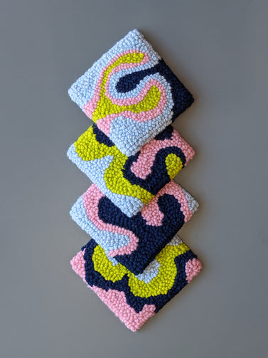Island Punch Needle Coasters / Mini Rugs | Handmade by dancing arms