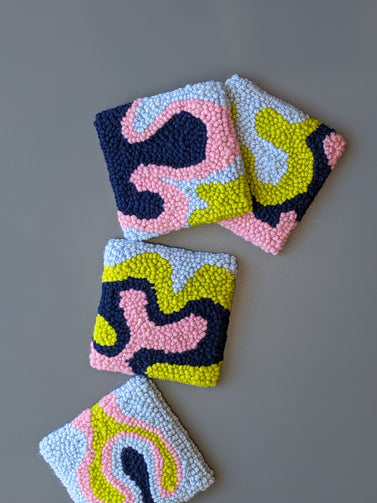 Island Punch Needle Coasters / Mini Rugs | Handmade by dancing arms