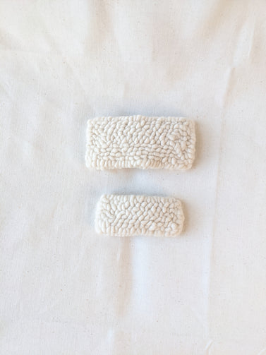 Ready to ship! Soft and dreamy ivory looped looped punch needle barrette. Punched using hand-dyed Chunky 100% Merino wool. Made using a punch needle rug hooking technique with the Oxford punch needle.