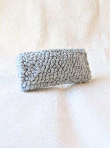 Ready to ship! Soft and dreamy baby blue looped looped punch needle barrette. Punched using hand-dyed Chunky 100% Merino wool. Made using a punch needle rug hooking technique with the Oxford punch needle.