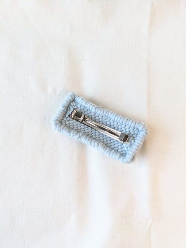 Ready to ship! Soft and dreamy baby blue looped looped punch needle barrette. Punched using hand-dyed Chunky 100% Merino wool. Made using a punch needle rug hooking technique with the Oxford punch needle.