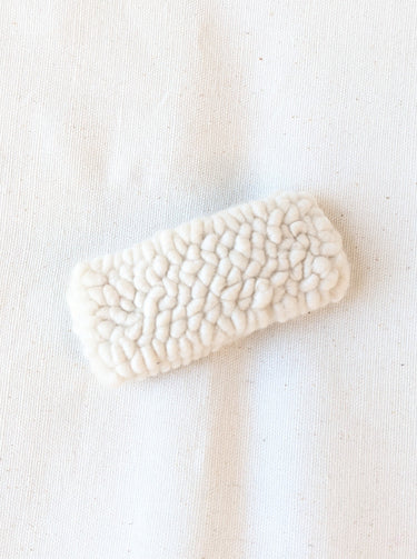 Ready to ship! Soft and dreamy ivory looped looped punch needle barrette. Punched using hand-dyed Chunky 100% Merino wool. Made using a punch needle rug hooking technique with the Oxford punch needle.