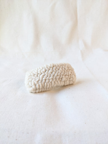 Ready to ship! Soft and dreamy ivory looped looped punch needle barrette. Punched using hand-dyed Chunky 100% Merino wool. Made using a punch needle rug hooking technique with the Oxford punch needle.