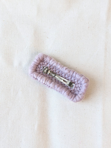 Ready to ship! Soft and dreamy lavender looped looped punch needle barrette. Punched using hand-dyed Chunky 100% Merino wool. Made using a punch needle rug hooking technique with the Oxford punch needle.