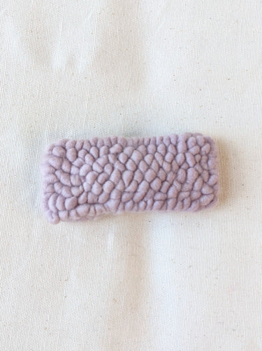 Ready to ship! Soft and dreamy lavender looped looped punch needle barrette. Punched using hand-dyed Chunky 100% Merino wool. Made using a punch needle rug hooking technique with the Oxford punch needle.