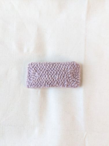 Ready to ship! Soft and dreamy lavender looped looped punch needle barrette. Punched using hand-dyed Chunky 100% Merino wool. Made using a punch needle rug hooking technique with the Oxford punch needle.