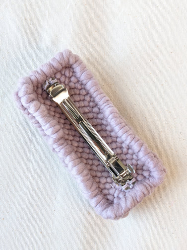 Ready to ship! Soft and dreamy lavender looped looped punch needle barrette. Punched using hand-dyed Chunky 100% Merino wool. Made using a punch needle rug hooking technique with the Oxford punch needle.