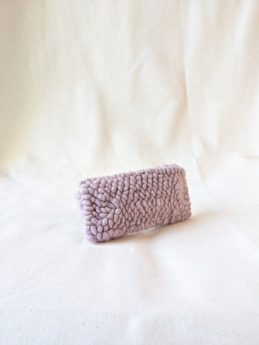Ready to ship! Soft and dreamy lavender looped looped punch needle barrette. Punched using hand-dyed Chunky 100% Merino wool. Made using a punch needle rug hooking technique with the Oxford punch needle.