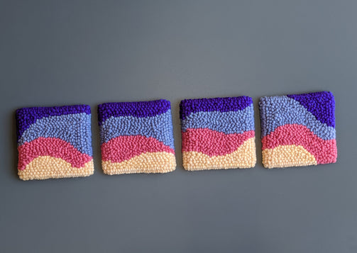 Sunset Punch Needle Coasters / Mini Rugs | Handmade by dancing arms