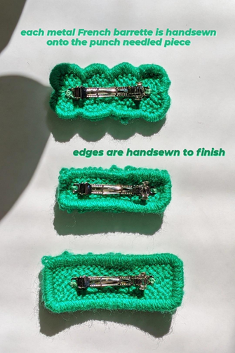 Punch Needle Midi Barrette | Handmade Hair Accessories | Dancing Arms