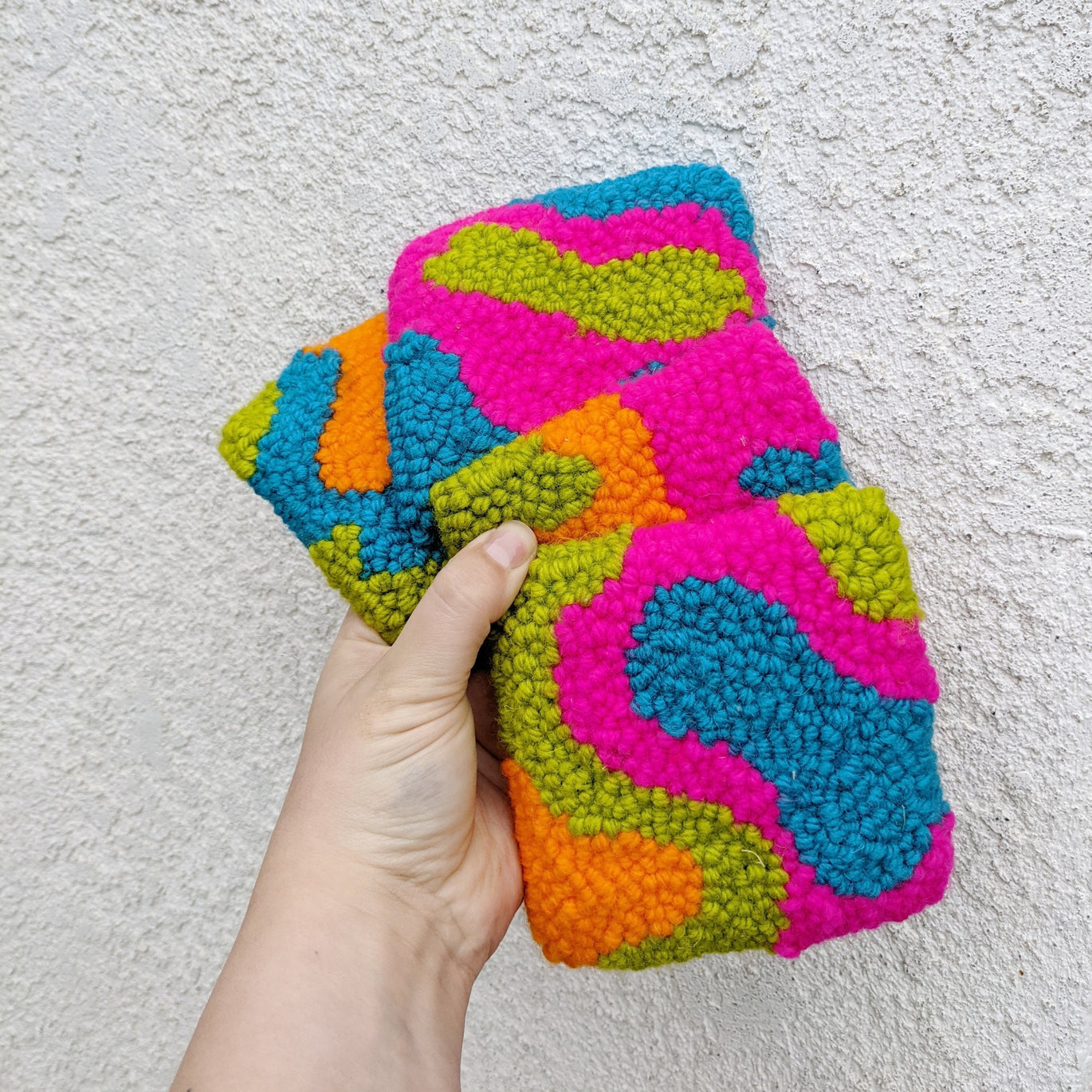 Neon Punch Needle Coasters / Mini Rugs | Handmade Rug Hooking – Dancing ...