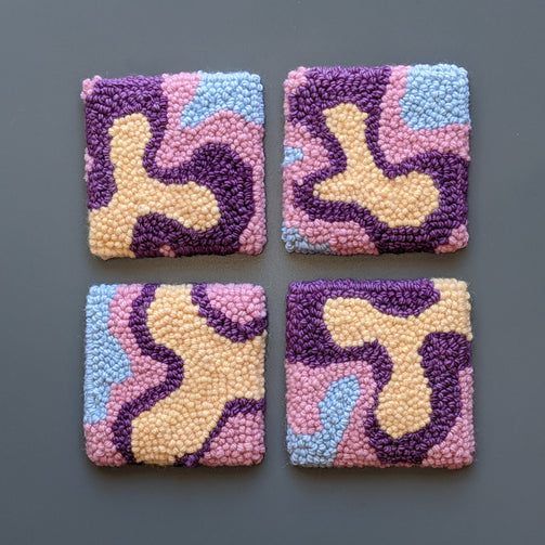 Seventies Punch Needle Coasters / Mini Rugs | Handmade by dancing arms