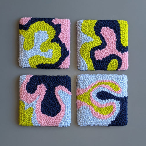 Island Punch Needle Coasters / Mini Rugs | Handmade by dancing arms