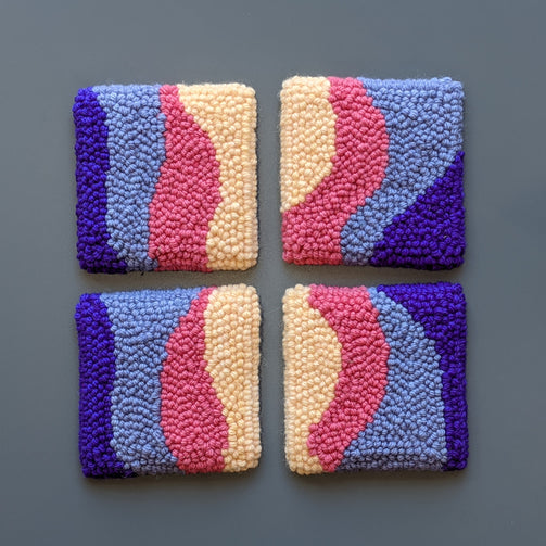 Sunset Punch Needle Coasters / Mini Rugs | Handmade by dancing arms